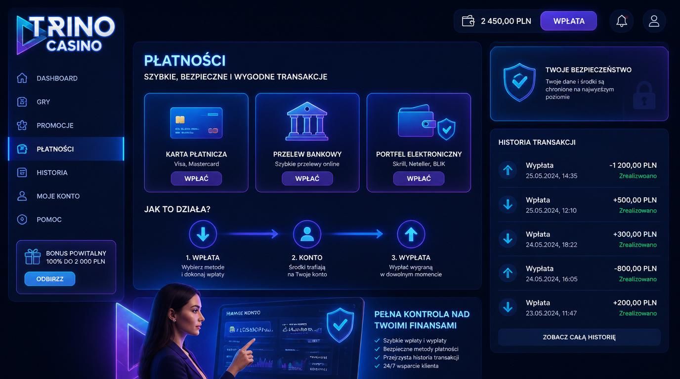 Schemat wpłat i wypłat z ochroną i historią transakcji